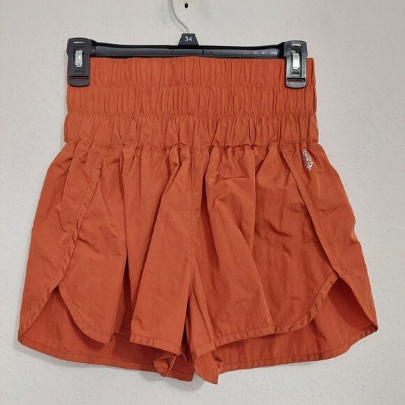 Free People Movement The Way Home Shorts Orange M Liner Elastic Waist High Rise - Picture 1 of 10